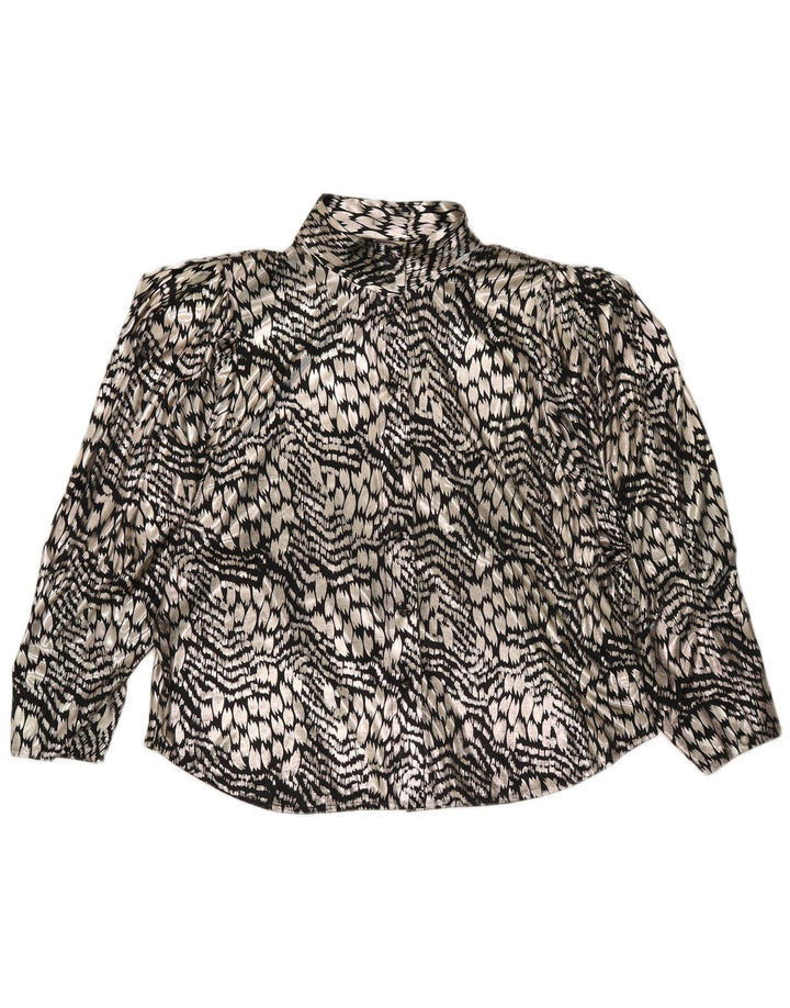 Blusa feminina Yessica EU 44 XL prateada com estampa animal poliéster