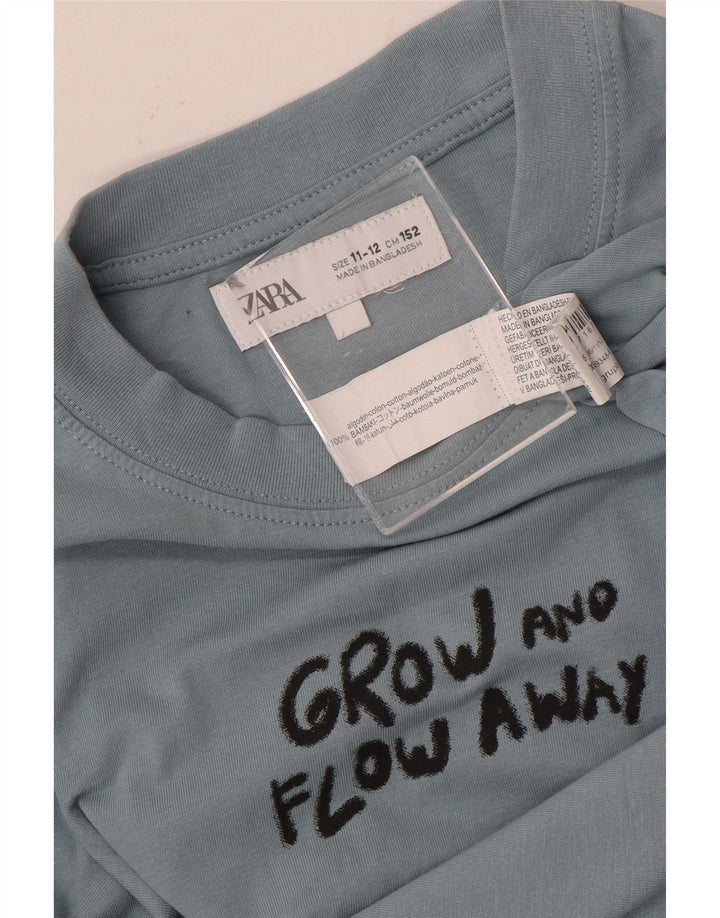 Zara Boys Graphic Top manga comprida 11-12 anos algodão azul