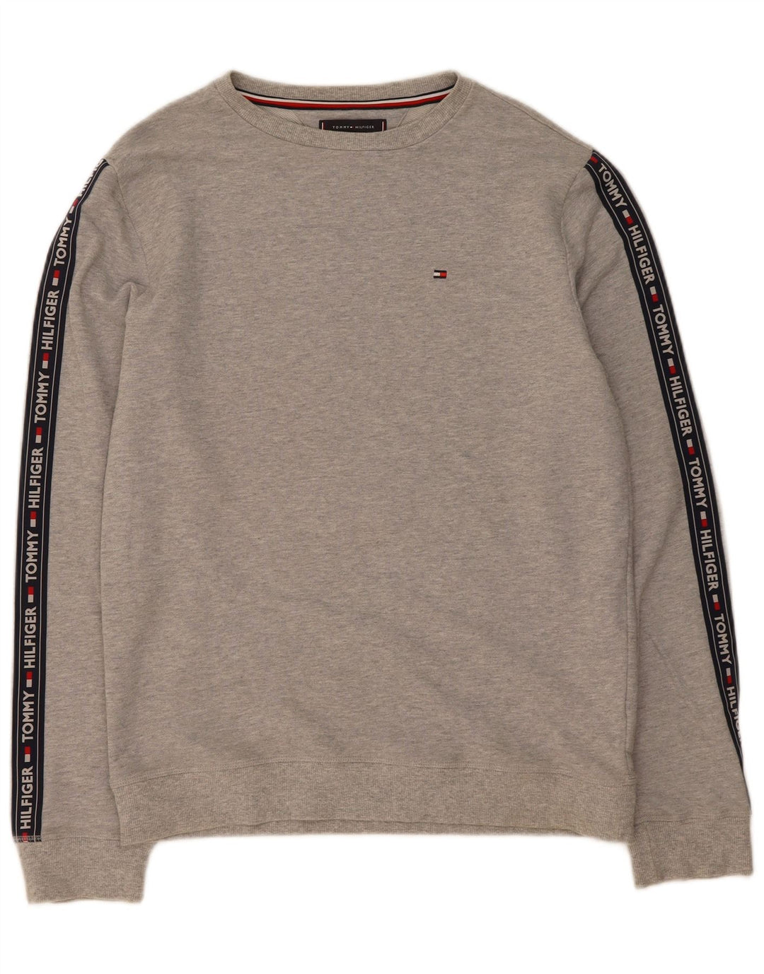 Suéter gráfico masculino TOMMY HILFIGER grande bloco colorido cinza