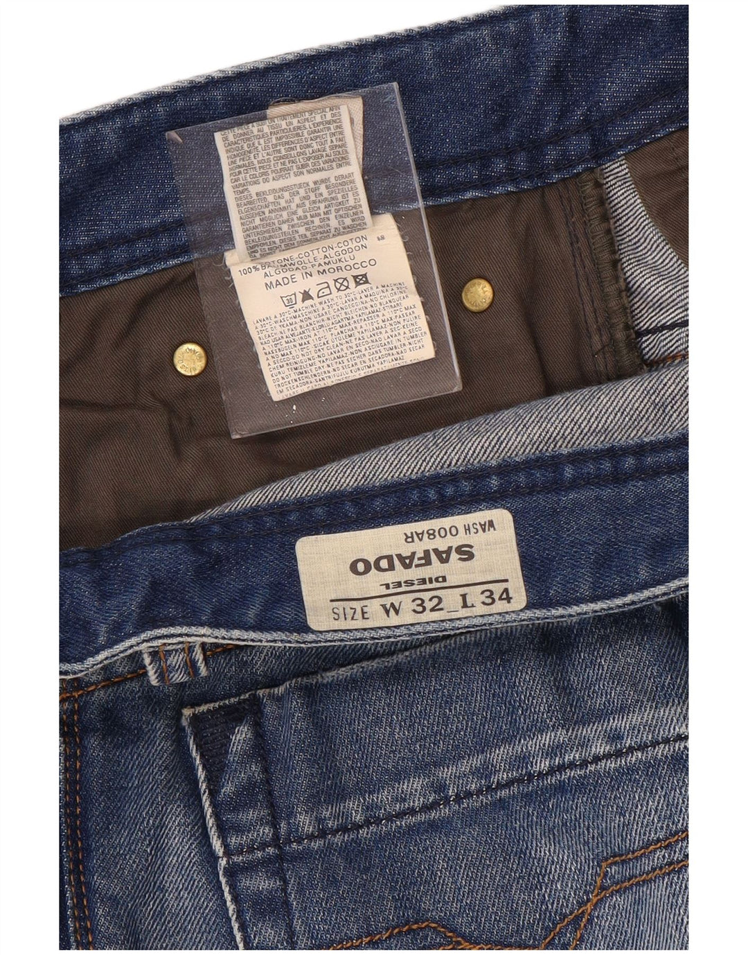 DIESEL feminino Safado desgastado jeans reto W32 L34 algodão azul