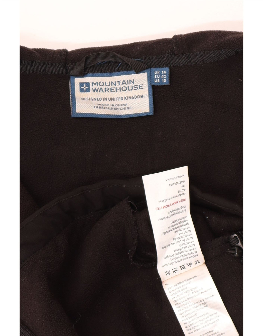 Jaqueta corta-vento feminina com capuz Mountain Warehouse Reino Unido 14 grande preta