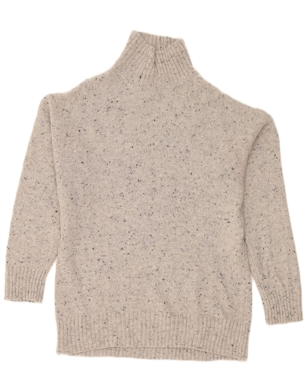 Zara Suéter feminino oversized com gola de tartaruga Reino Unido 10 pequeno cinza manchado