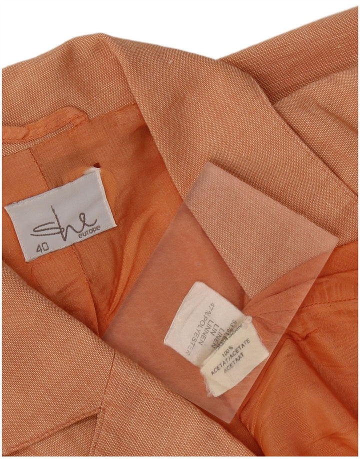 VINTAGE Womens Short Sleeve Blazer Jacket EU 40 Medium Orange