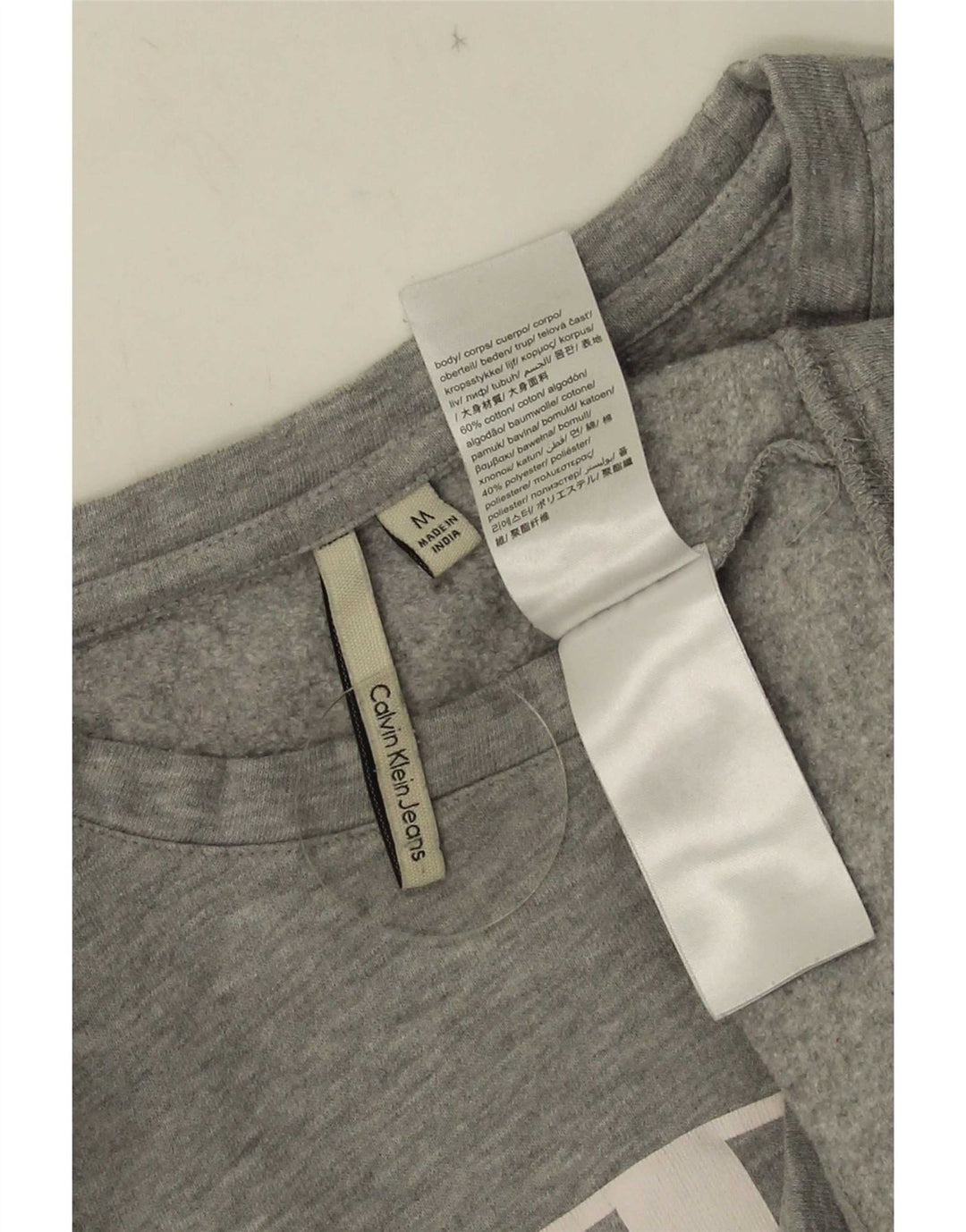 Calvin Klein Jeans Masculino moletom gráfico jumper médio algodão cinza
