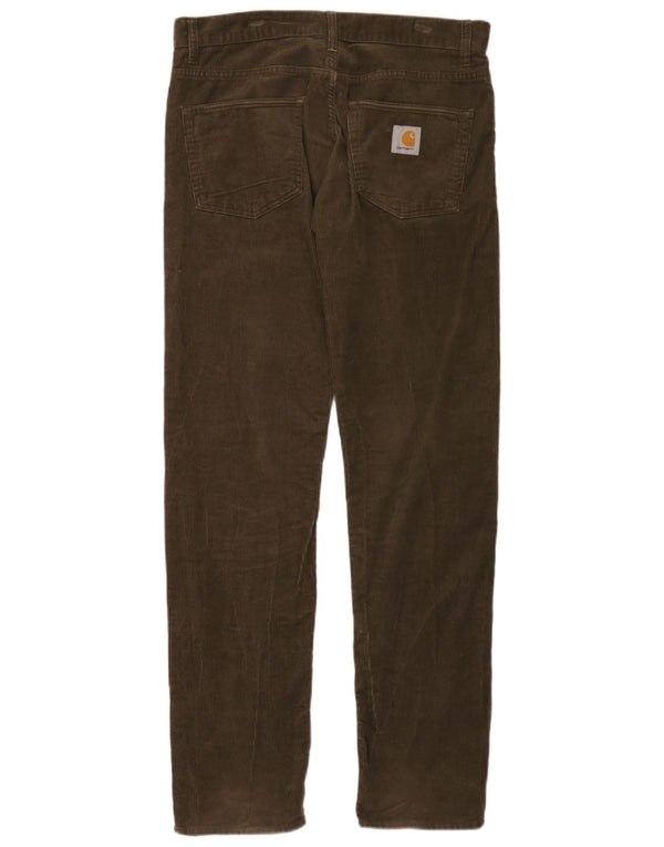 Calça masculina Carhartt reta de veludo cotelê W33 L34 algodão cáqui