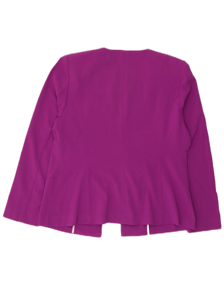Jaqueta Blazer aberta feminina Marks & Spencer Reino Unido 16 grande poliéster roxo