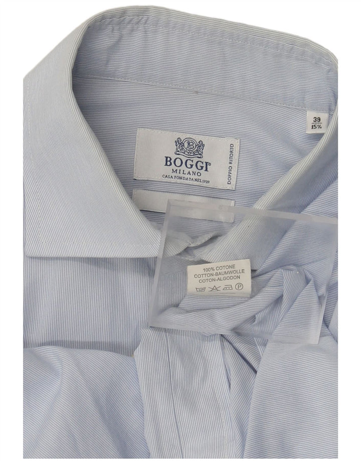 Camisa masculina Boggi Milano tamanho 38 15 1/2 algodão azul médio