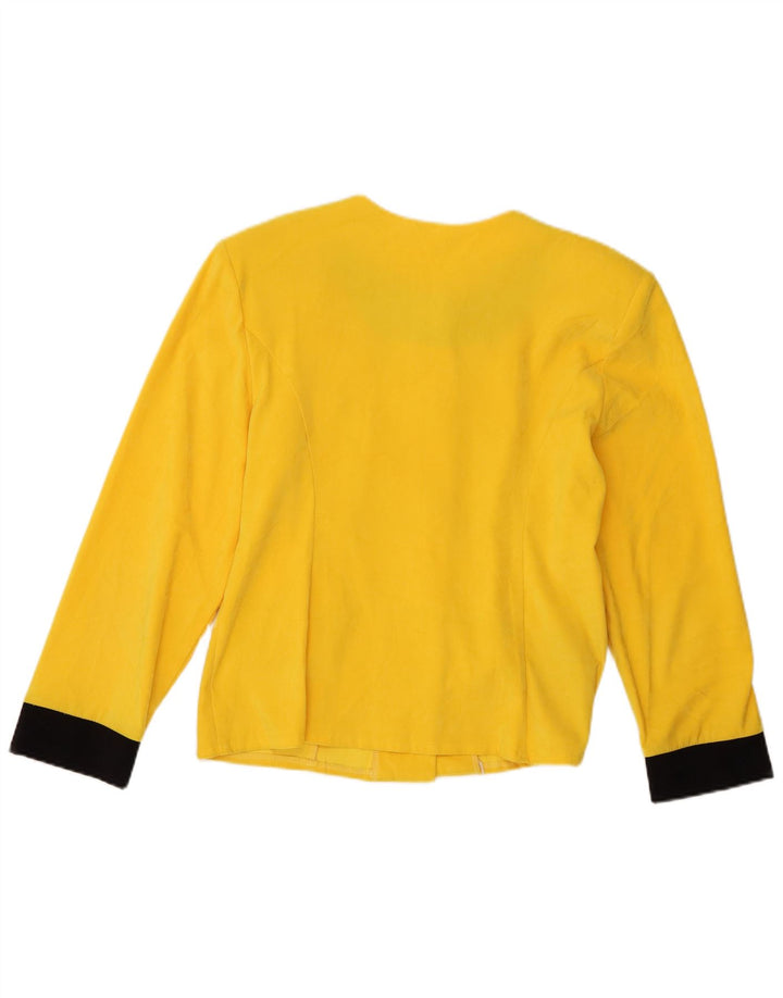 Carlo Comberti Jaqueta blazer feminina de 5 botões Reino Unido 14 grande bloco colorido amarelo