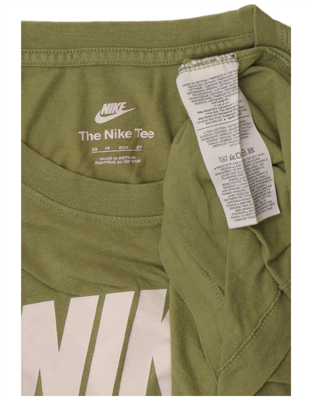Camiseta gráfica masculina NIKE XS verde algodão