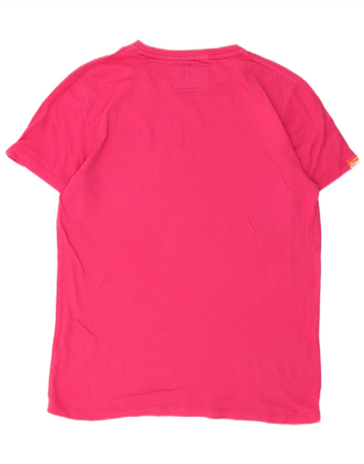 Camiseta feminina Superdry Top grande algodão rosa