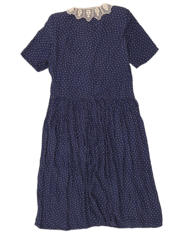 Vestido maxi feminino VINTAGE IT 42 rayon manchado azul marinho médio