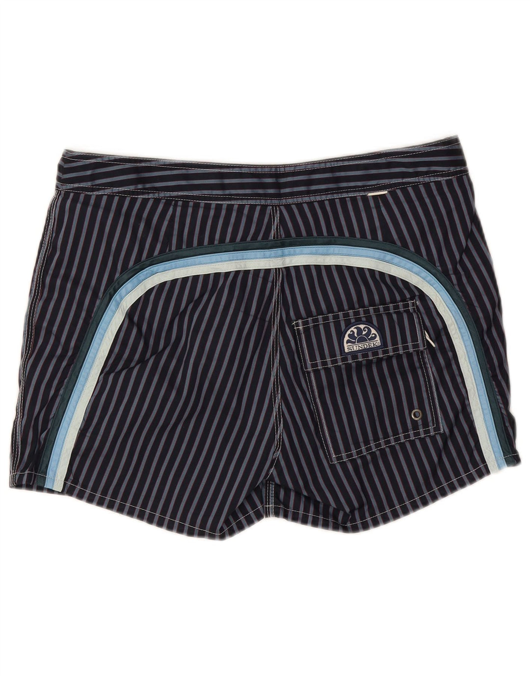 Shorts de natação masculino Sundek médio poliéster listrado azul marinho