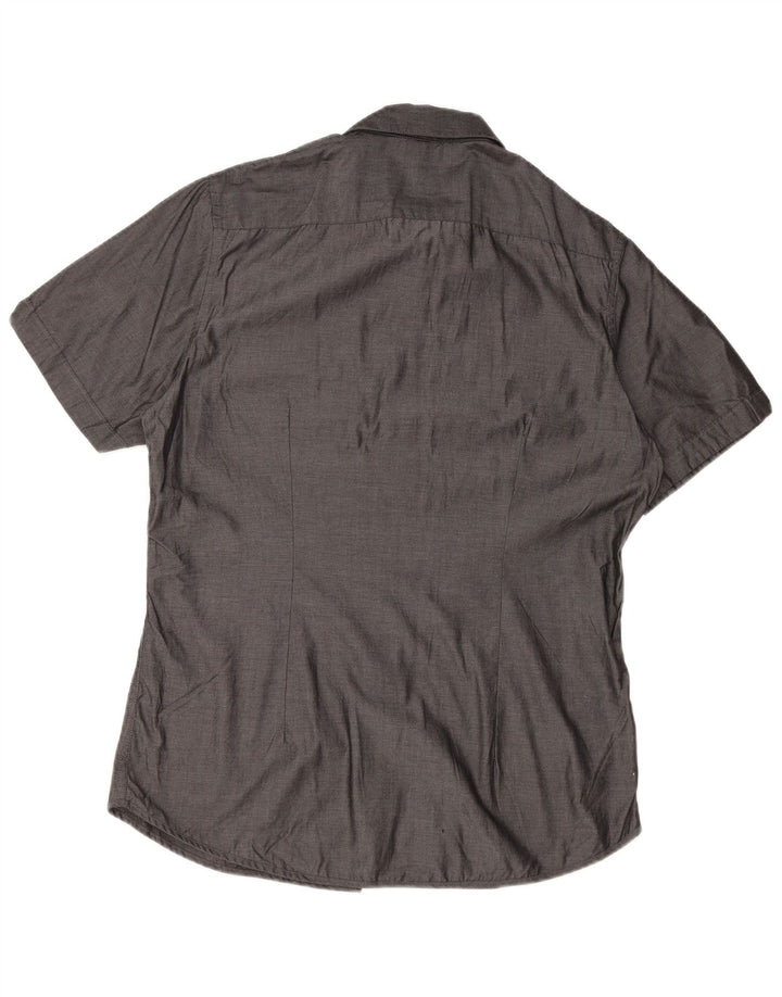 CALVIN KLEIN Camisa masculina de manga curta slim fit grande algodão cinza