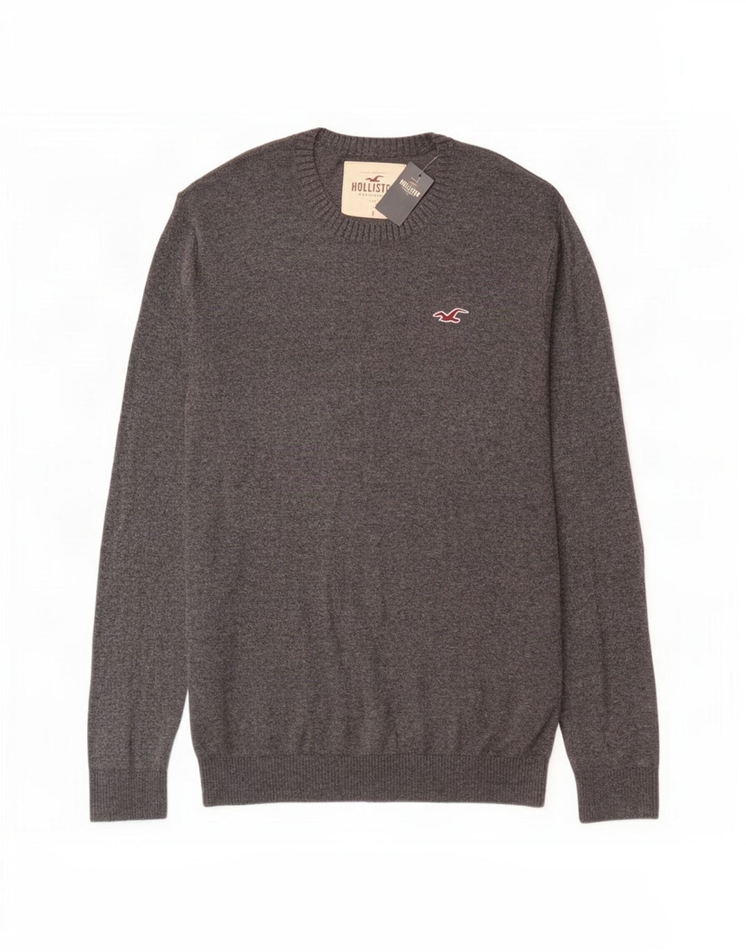 Suéter masculino Hollister com gola redonda, grande algodão cinza