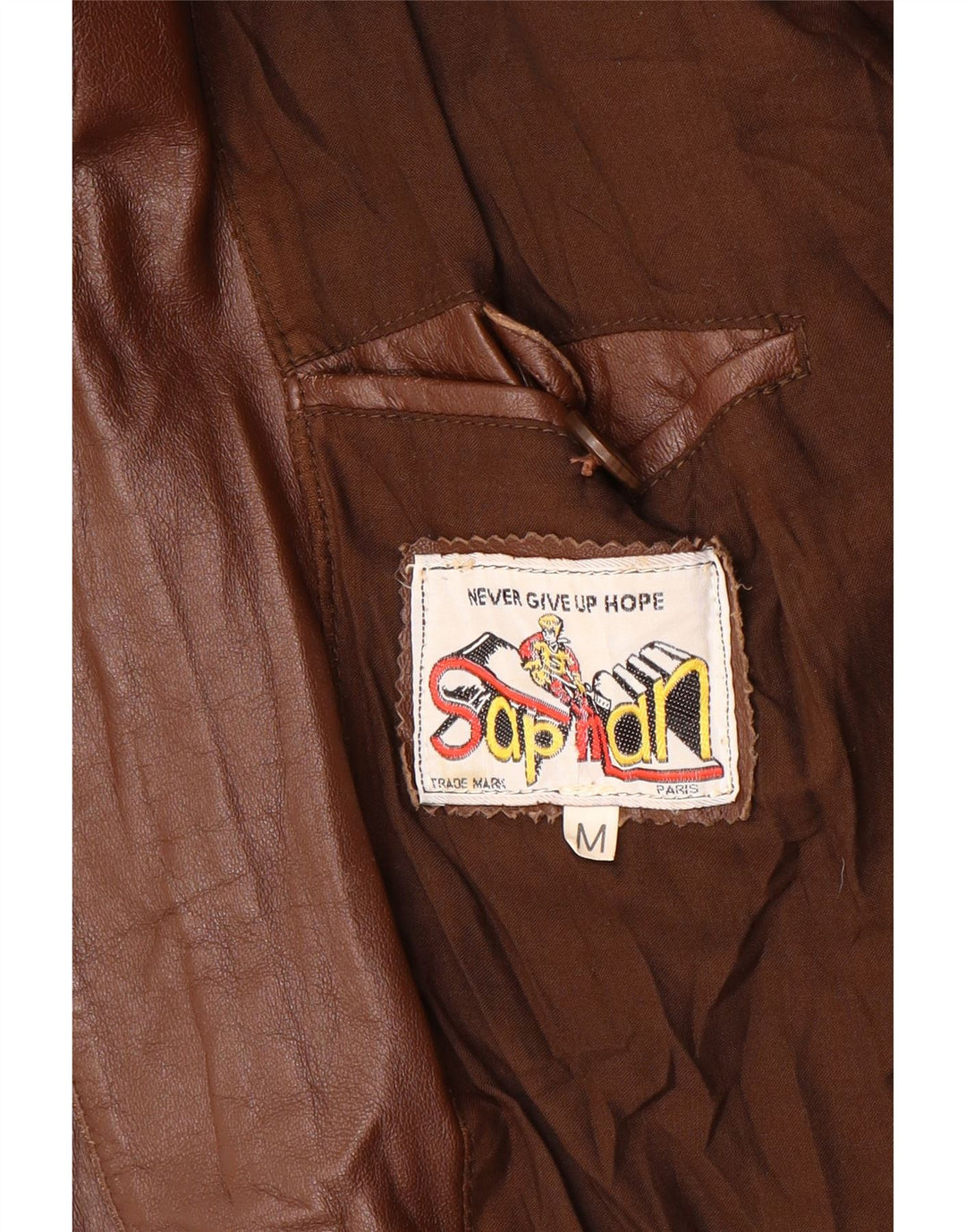Jaqueta de couro masculina VINTAGE UK 38 marrom médio
