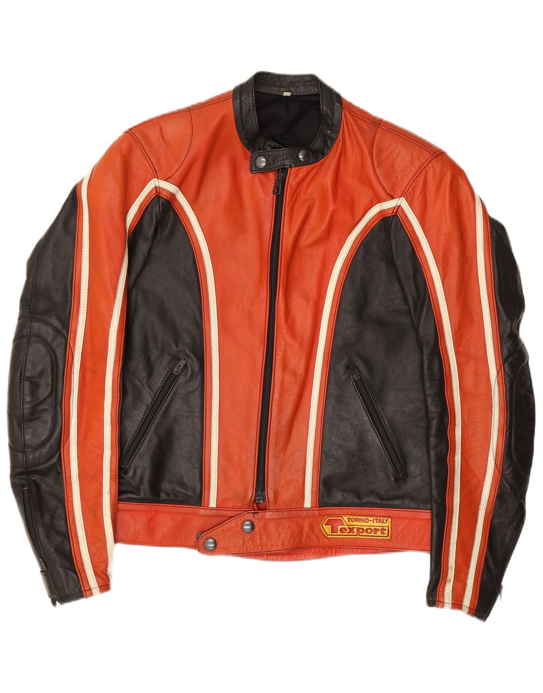 Jaqueta feminina vintage de couro Racer IT 52 2XL vermelho colorblock