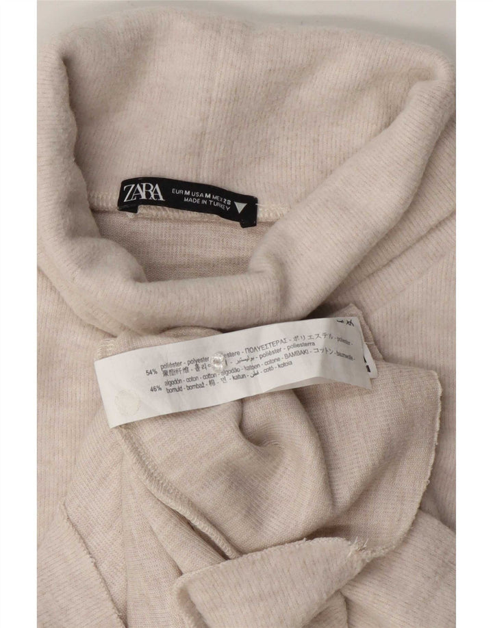 Colete feminino Zara UK 12 poliéster bege médio