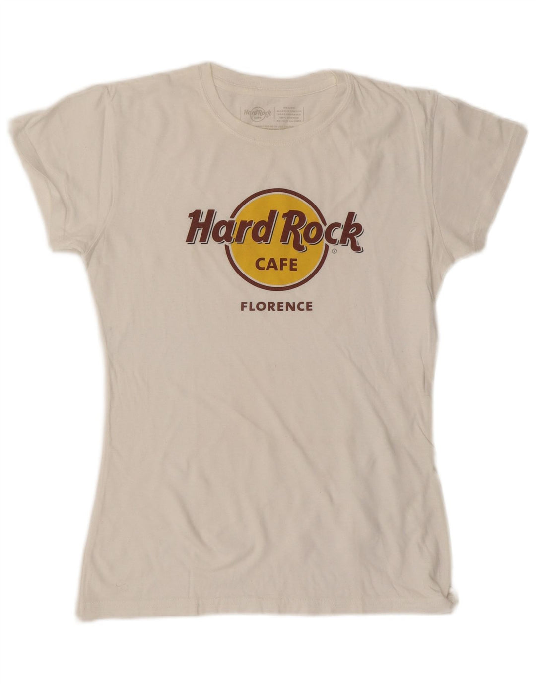 Camiseta feminina HARD ROCK CAFE Florence Graphic Top UK 12 Médio Branco