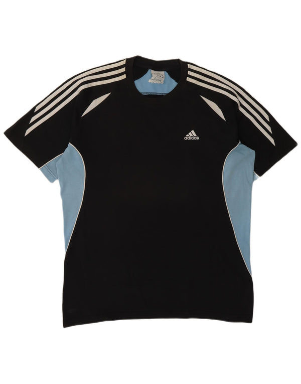 Adidas Mens T-Shirt Top UK 42/44 Grande Preto Colorblock Algodão