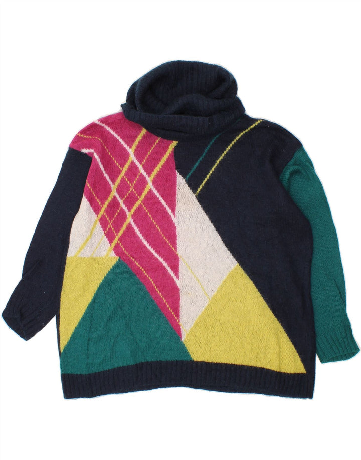 Suéter feminino BENETTON com gola redonda Reino Unido 14 médio azul marinho