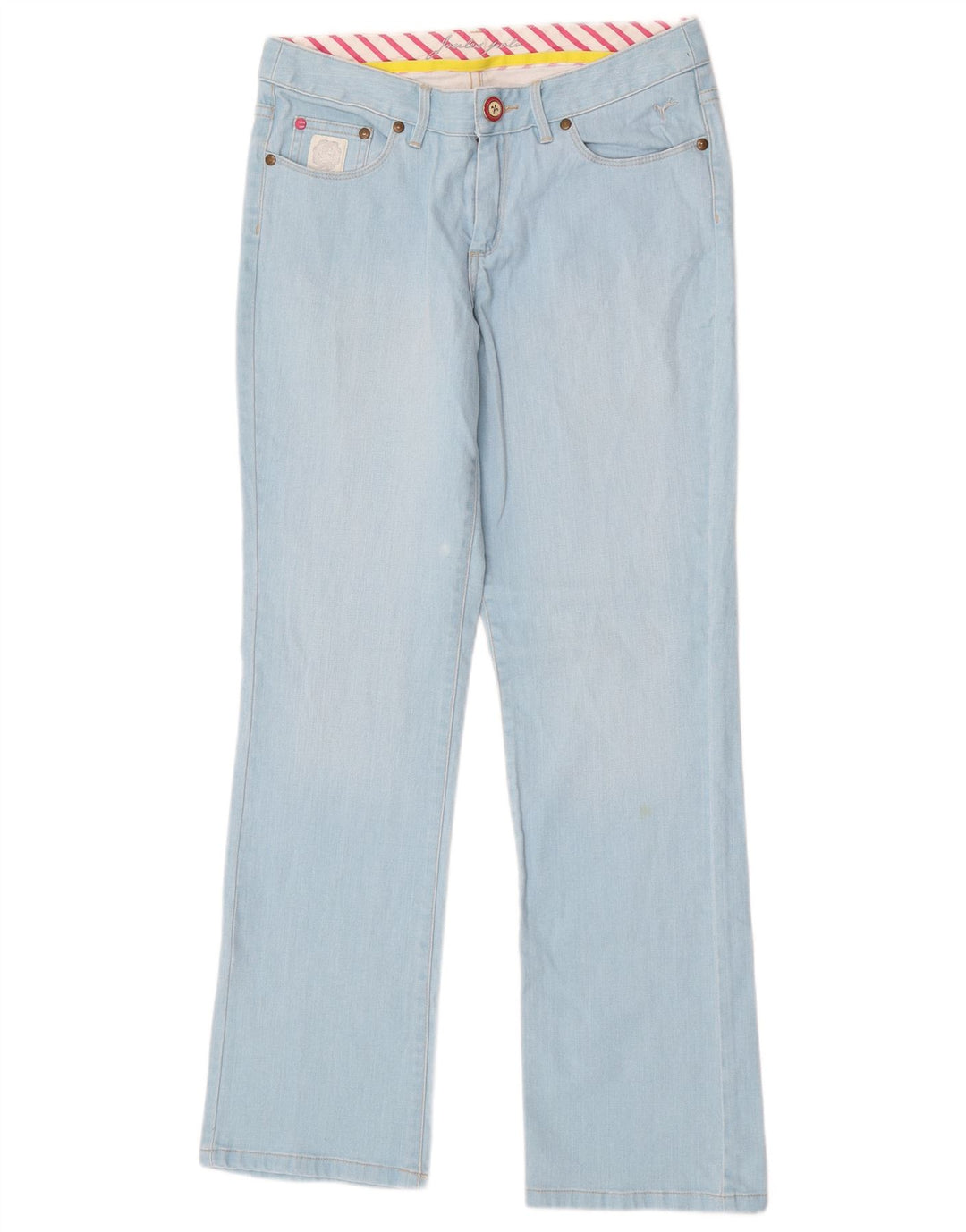 Calça jeans feminina Joules Bootcut UK 12 médio W30 L32 azul algodão