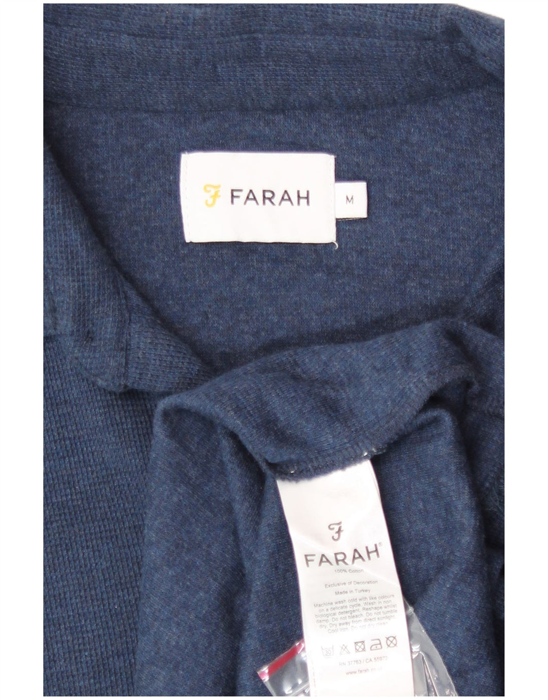 Camisa polo masculina Farah de algodão azul marinho médio