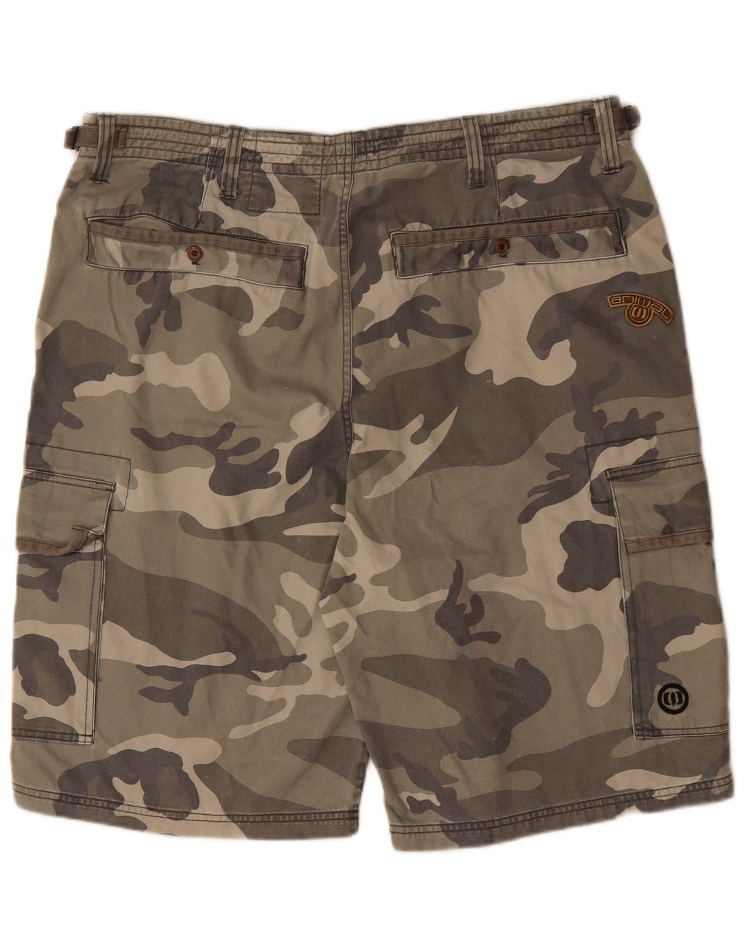 ANIMAL Mens Cargo Shorts 2XL W42 Cáqui Camuflagem Algodão