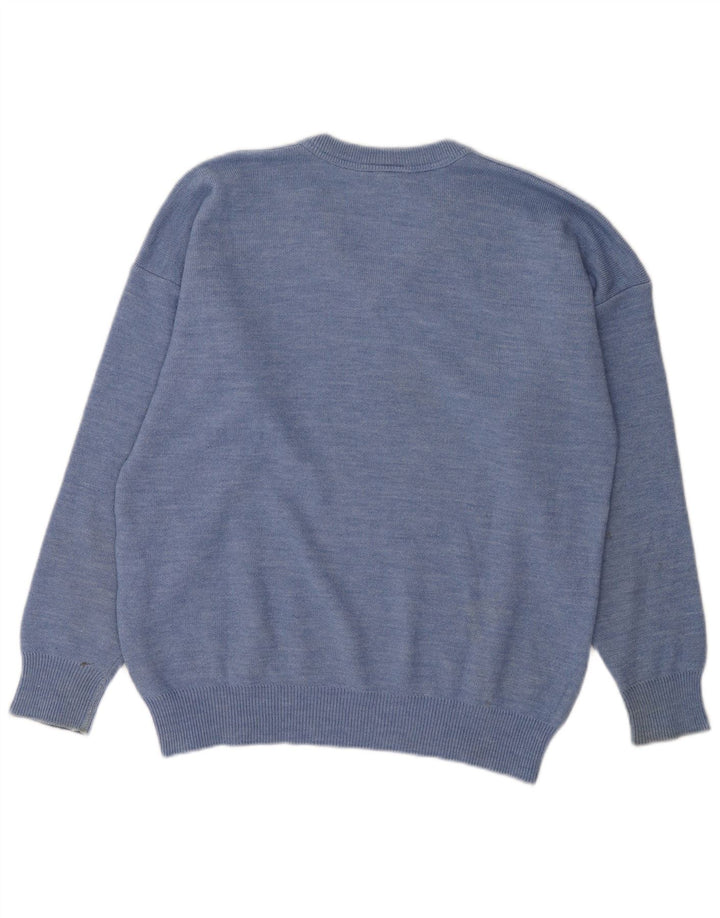 Suéter masculino Lacoste com decote em V tamanho 5 grande lã azul