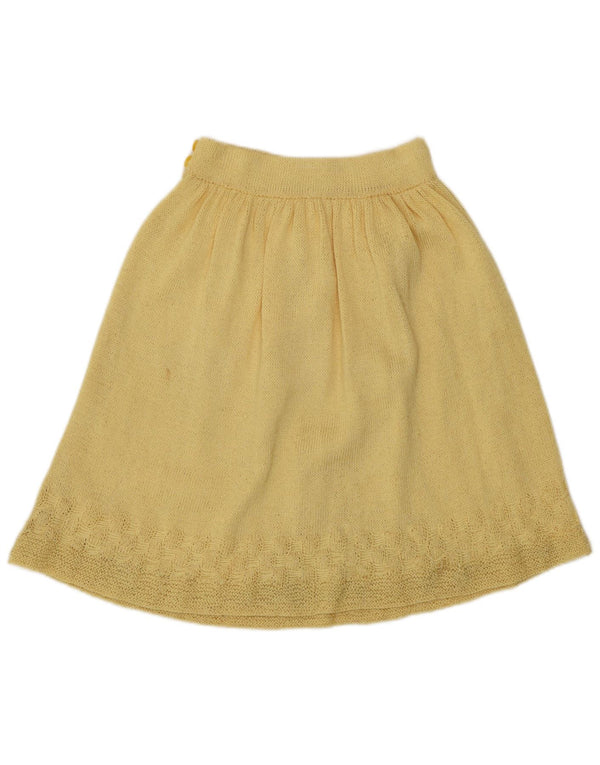 Saia feminina vintage em malha A-Line W24 XS amarela