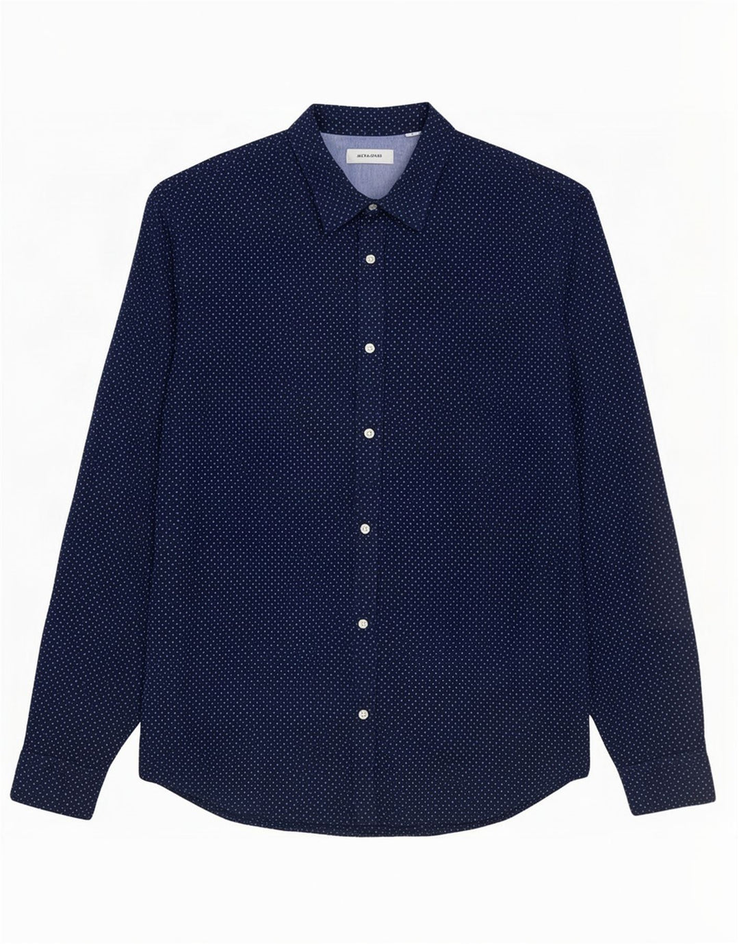 Camisa masculina Jack & Jones média azul marinho algodão manchado