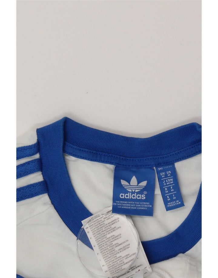 Adidas Mens Camiseta Top Médio Algodão Branco
