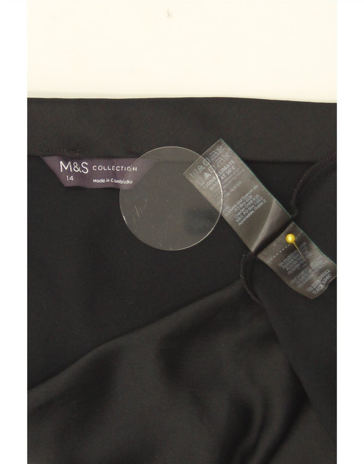 Saia feminina Marks & Spencer UK 14 grande W33 poliéster preto