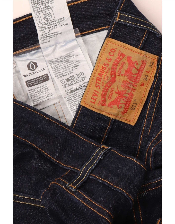 Levi's Masculino 511 Slim Jeans W34 L32 Azul Marinho Algodão