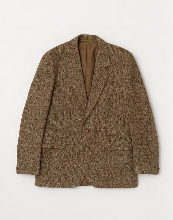 Jaqueta blazer masculina de 2 botões Harris Tweed Reino Unido 36 pequena lã cáqui