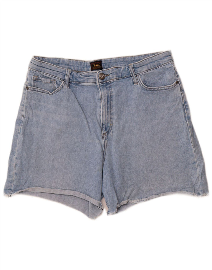 Shorts jeans feminino de cintura alta Lee US 14 grande W32 algodão azul