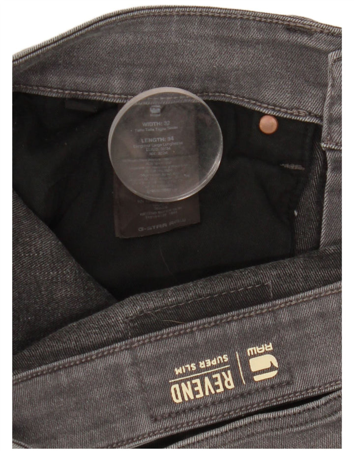 Calça jeans masculina G-STAR Revend desgastada super slim W32 L34 algodão cinza