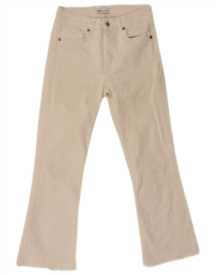 Zara Jeans feminino queimado EU 38 pequeno W28 L26 algodão branco