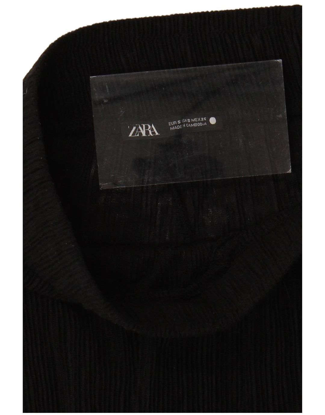 Zara Calça feminina transparente de perna larga pequena W24 L31 preta