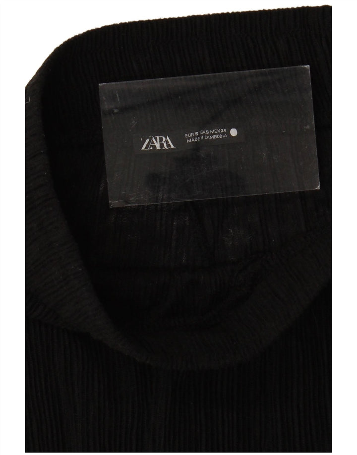 Zara Calça feminina transparente de perna larga pequena W24 L31 preta