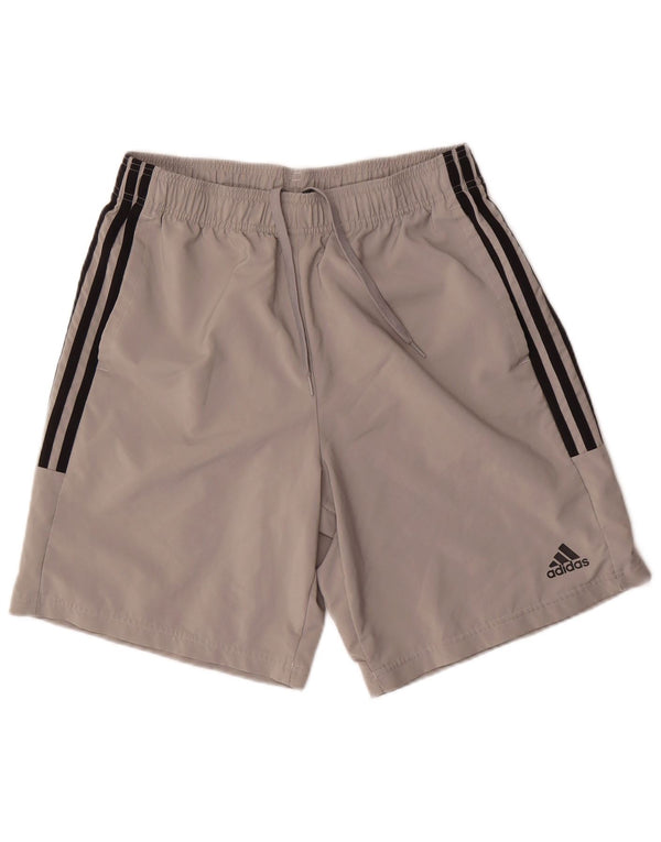 Shorts esportivos masculinos Adidas poliéster cinza médio