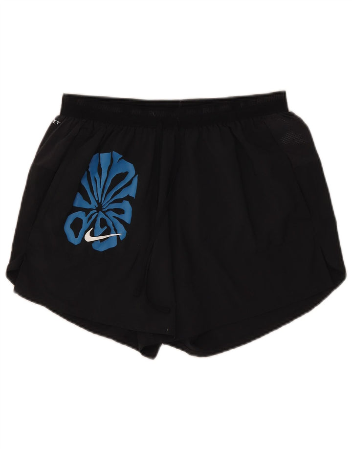 Nike Womens Dri Fit Graphic Sport Shorts UK 14 Médio Preto Poliéster
