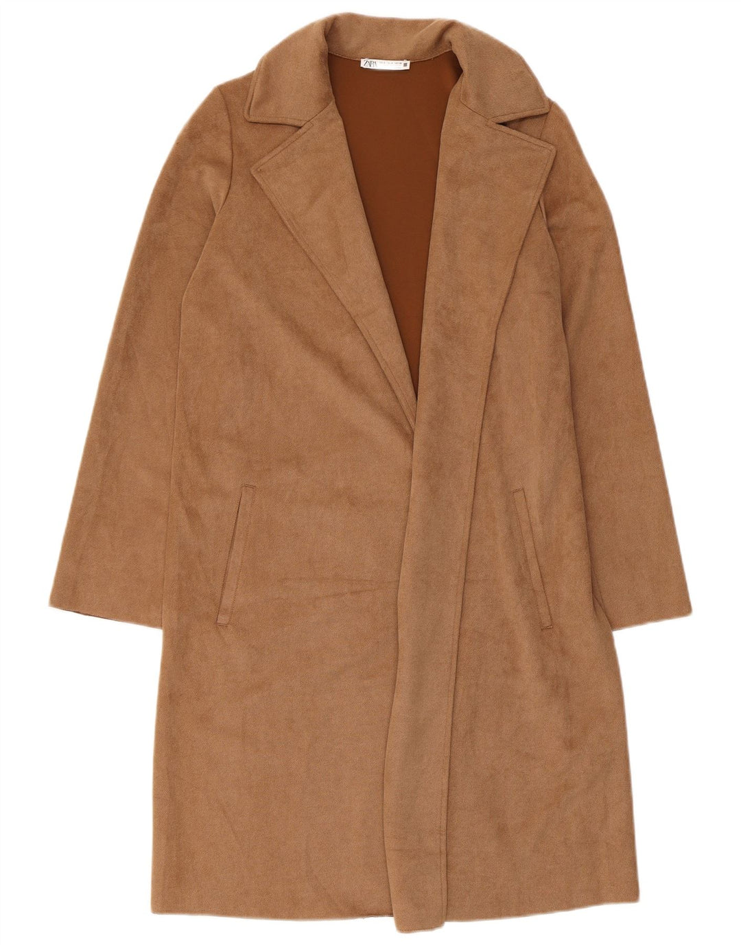 Sobretudo feminino Zara UK 10 pequeno poliéster marrom