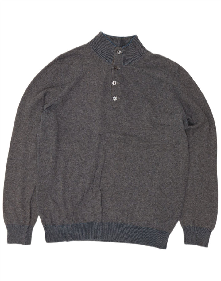Suéter masculino Massimo Dutti com gola redonda e algodão cinza grande