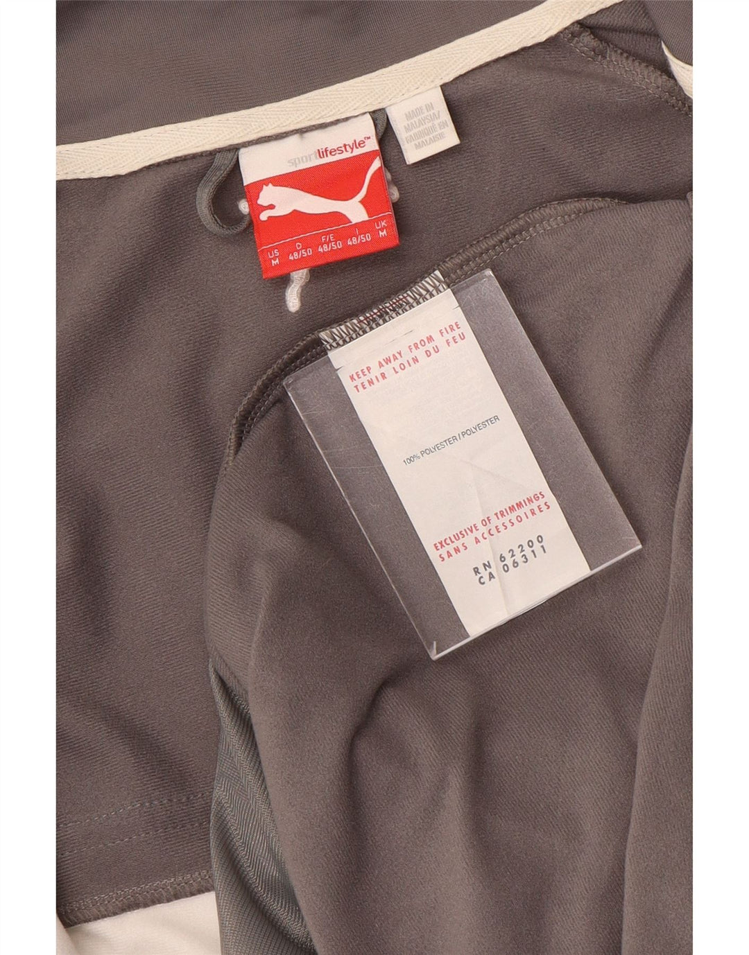 PUMA Mens Tracksuit Top Jacket Médio Cinza Colourblock Poliéster