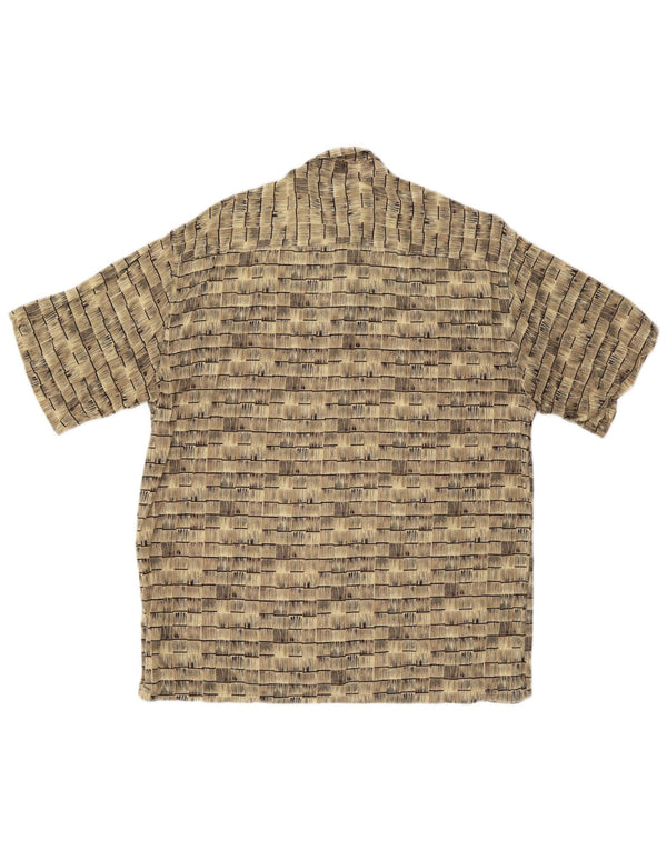 Camisa masculina vintage de manga curta grande rayon listrado bege