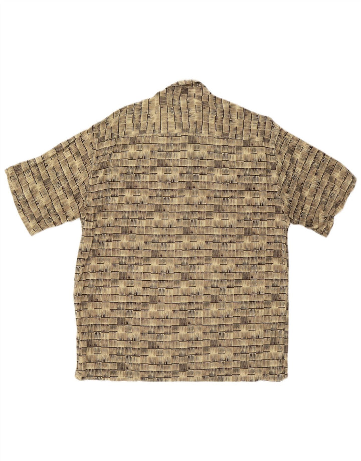 Camisa masculina vintage de manga curta grande rayon listrado bege