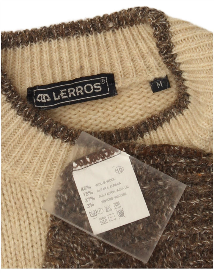 Suéter masculino Lerros com gola redonda, marrom médio, lã Fair Isle