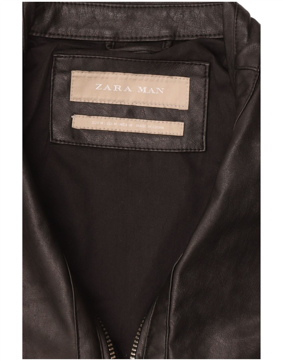 Jaqueta de couro masculina Zara UK 38 média preta