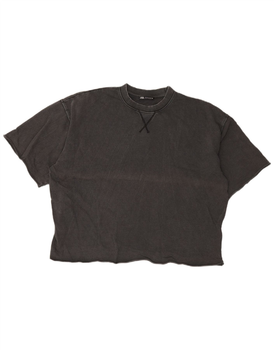 Camiseta feminina grande Zara UK 10 algodão cinza pequeno