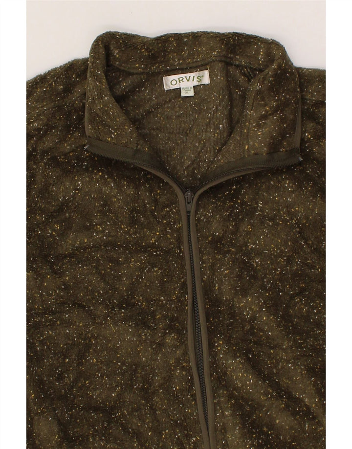 ORVIS Womens Fleece Jacket UK 18 XL Khaki Flecked Acrylic Vintage Orvis and Second-Hand Orvis from Messina Hembry 